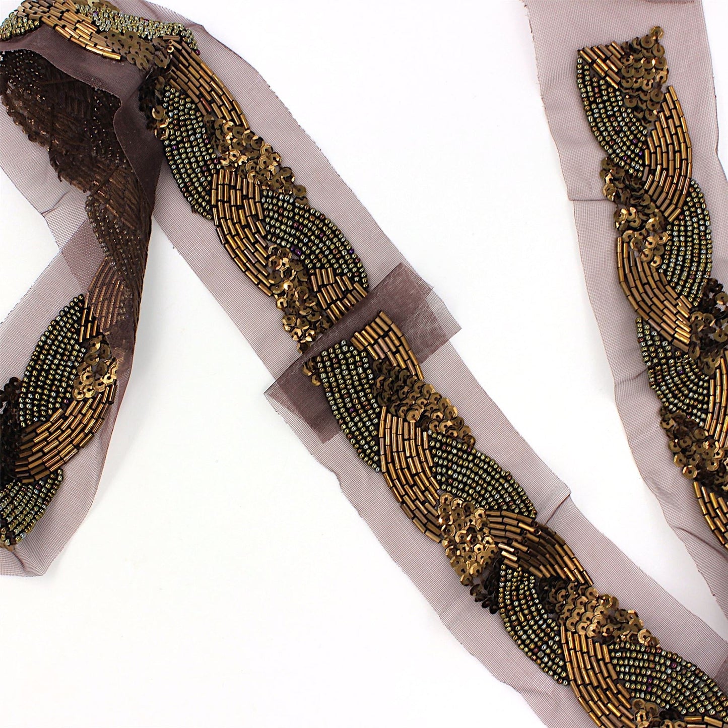 Beaded Motif Plaited Design Brown 34.5cm - 5017