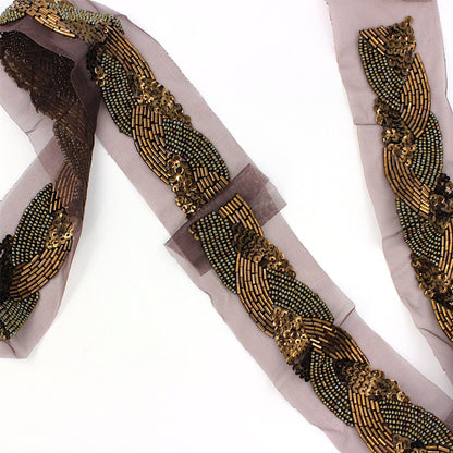 Beaded Motif Plaited Design Brown 34.5cm - 5017