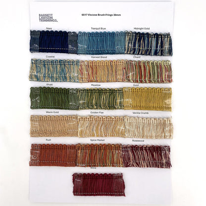 Shadecard - 16 'Standard' Viscose Brush Fringe Colours - SC - 6517