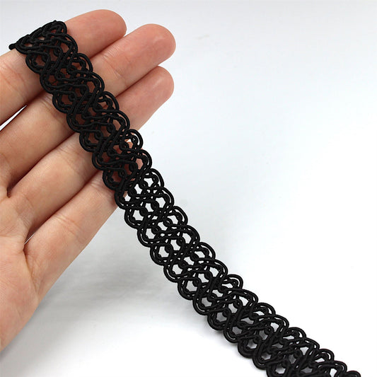Lace Gimp Braid Black 18mm x1m - 9807