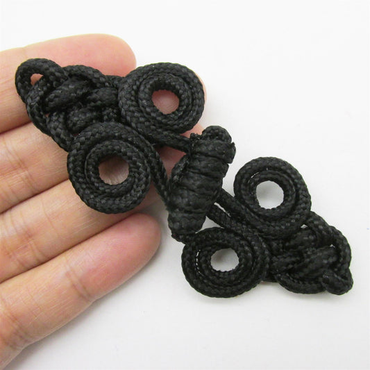 Frog Fastener with Toggle Button - Black - 9cm - 5348