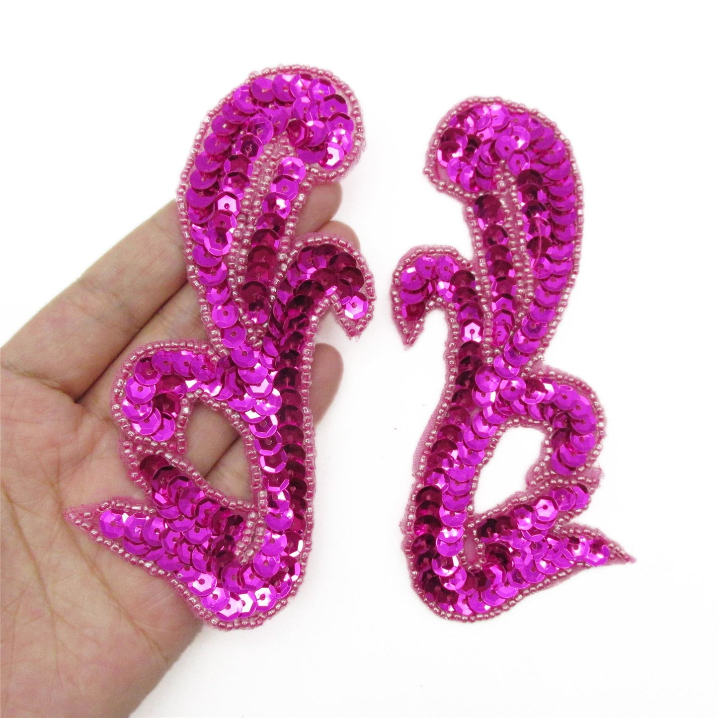 Long Pair Of Abstract Shape Sequin Motifs 13cm 7719