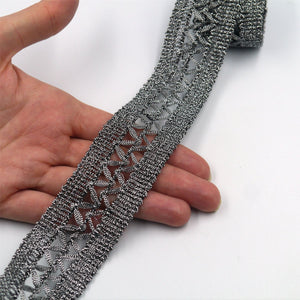 Metallic Braid With Open Lace Work Centre 30mm 7710