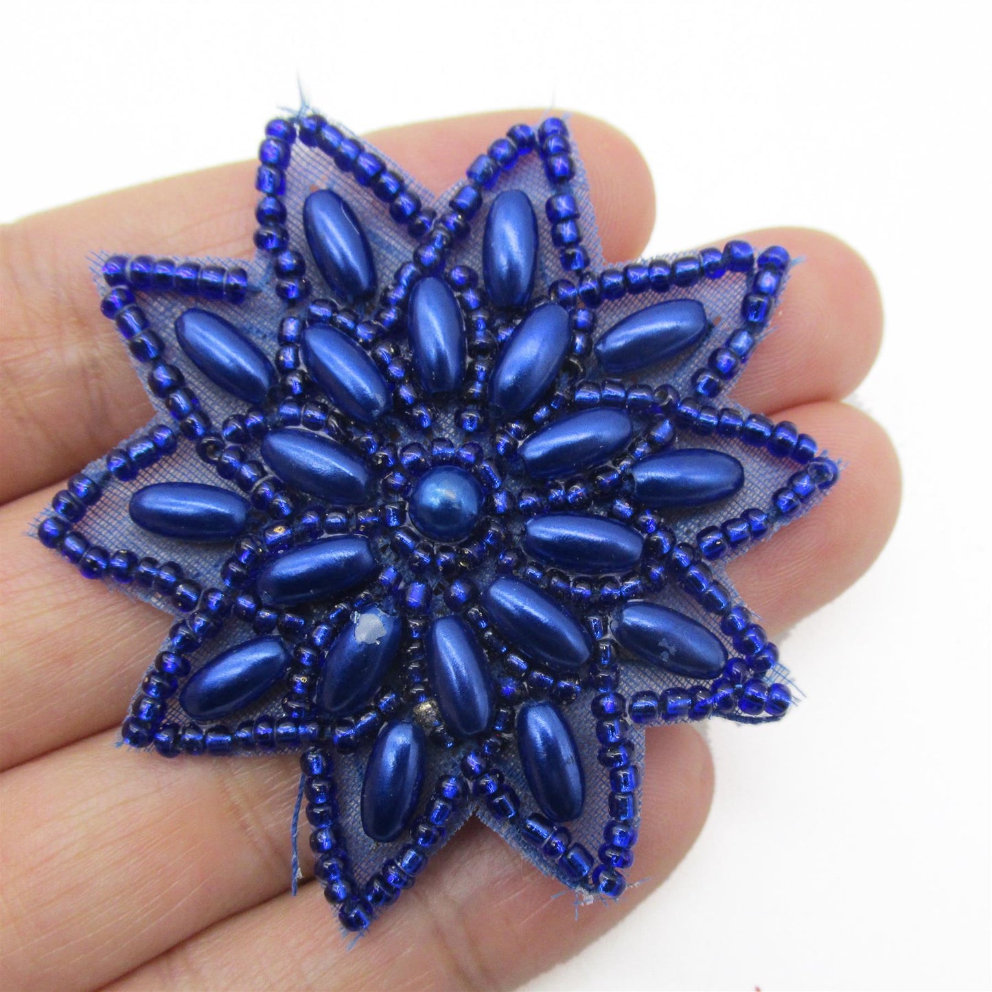 Beaded Flower Head Motif - 60mm - 7461