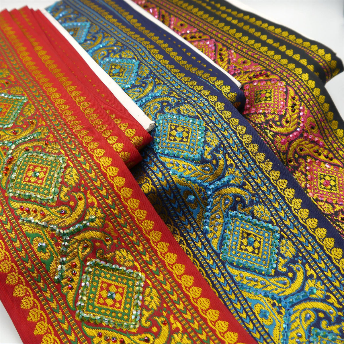 Diamond Embroidered and Sequin Braid - 90mm - by the metre - 8835