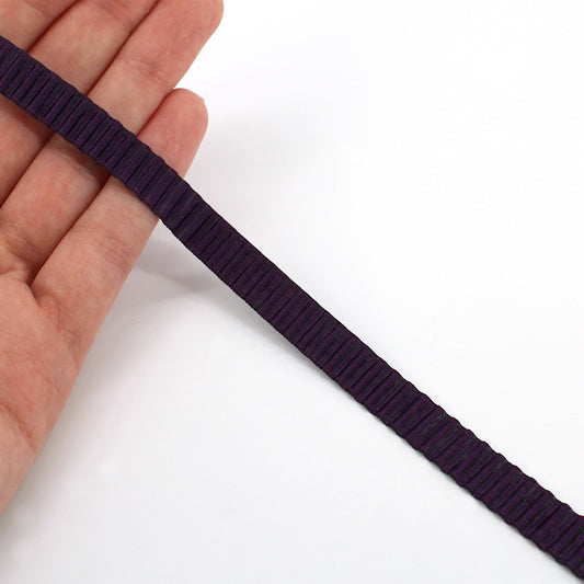 Ruffled Satin Ribbon - Purple - 10mm - by the metre - 9359