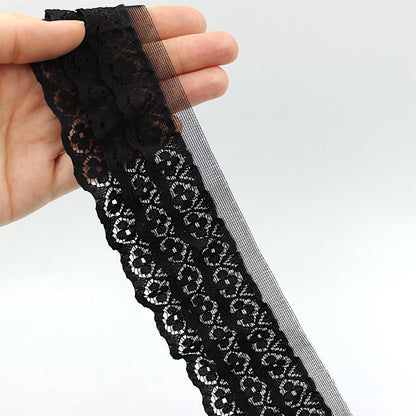 3 Layer Gathered Lace Frill Black 50mm 9076