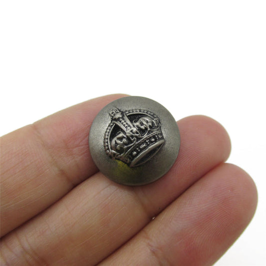 Metal Look Button with Crown Design x 5pcs - 9974