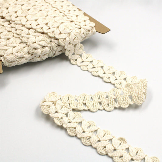 Double Row Zig-zag Cotton Braid - Natural - 30mm - by the metre - 5581