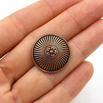 Flower With Radiating Lines Metal Button 4452