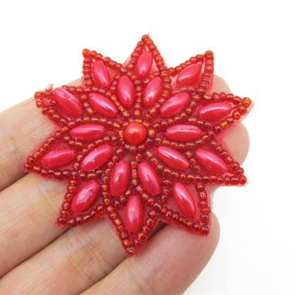 Beaded Flower Head Motif - 60mm - 7461