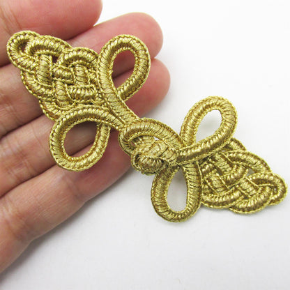 Small Metallic Plaited Frog Fastening 7cm 9820