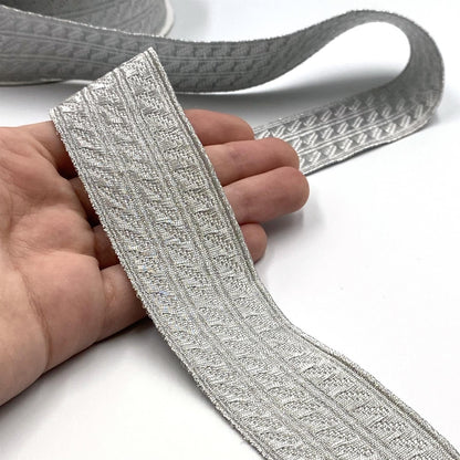 Metallic Braid with Embossed Row Design x 1m - 7548