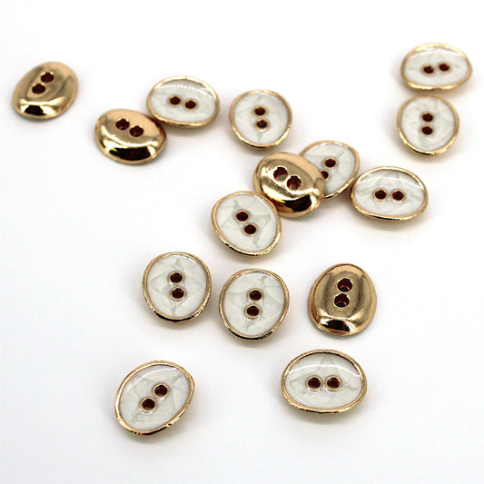 Two Hole Curved Oval Pearlescent Buttons - Gold - 12mm x 5pcs - 5606
