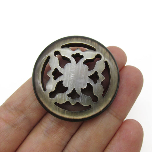 Large Acrylic Filigree Button - Warm Grey - 38mm - 4387