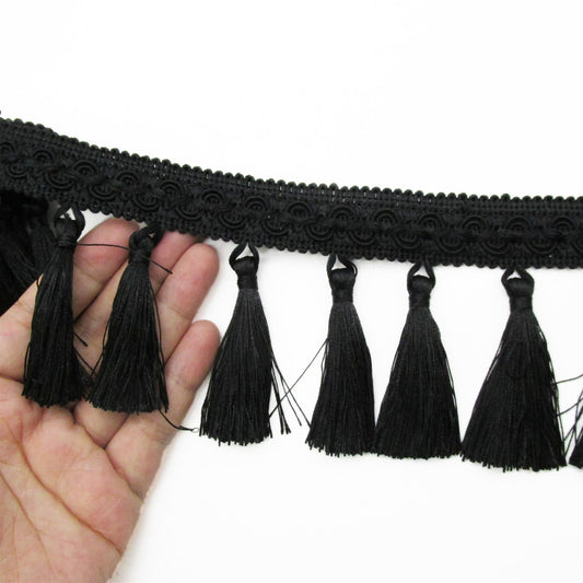 Fancy Gimp Braid with Tassel Fringe - 9cm - by the metre - 7982