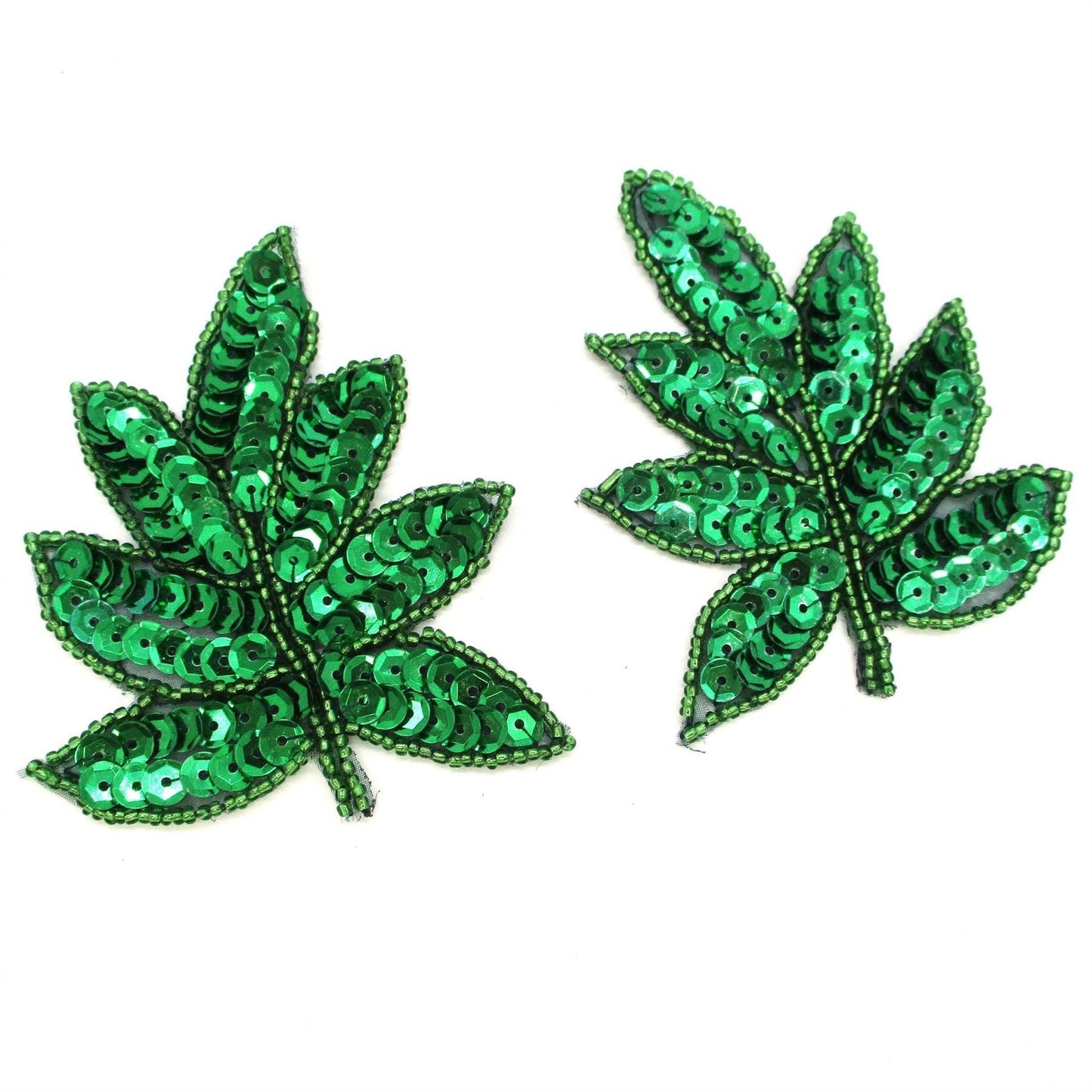 Sequin Leaf Motif Pair 9cm 7638