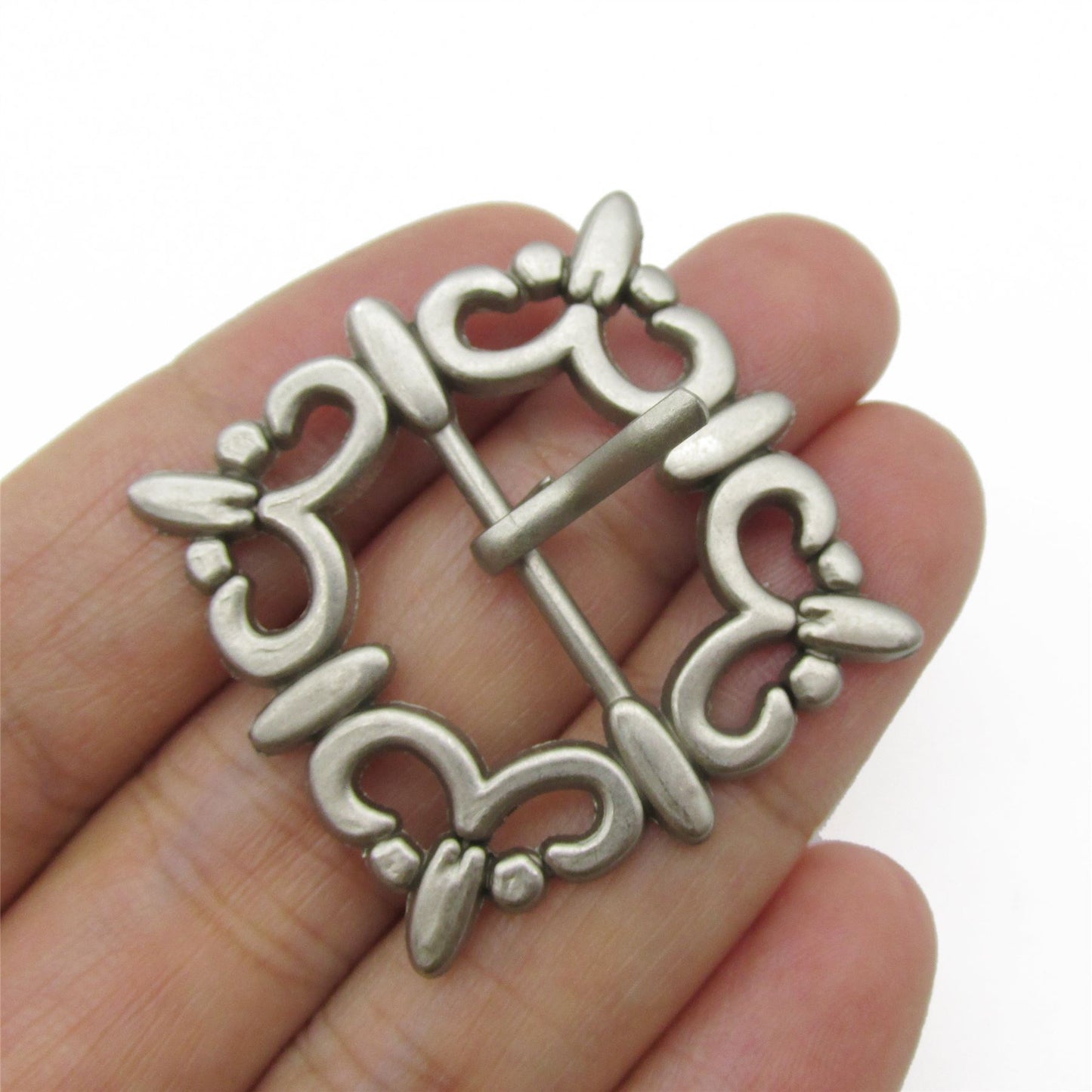 Fleur De Lys Square Buckle - Silver - 33mm - 5255