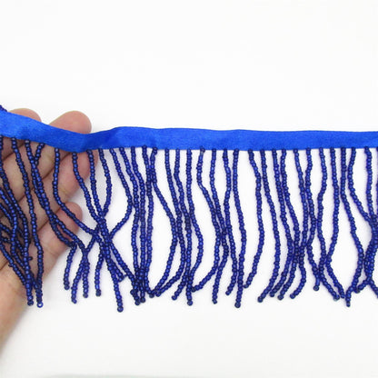 Seed Beaded Fringe on Ribbon - 75mm - by the metre - 7570