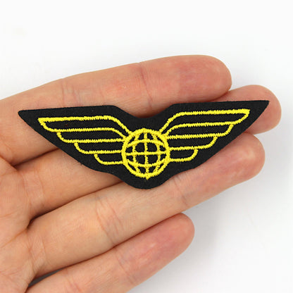 Pilot Wings Badge - Black Yellow - 70mm - 9343