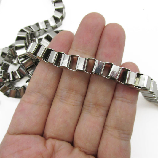 Large Box Chain - Silver - 8mm - by the metre - 9923