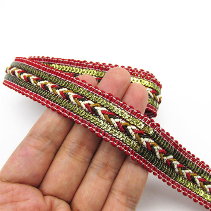 Herringbone Plait & Sequin Braid 20mm 7611