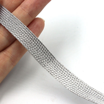 Woven Metallic Flat Braid 12mm x 1m - 5018