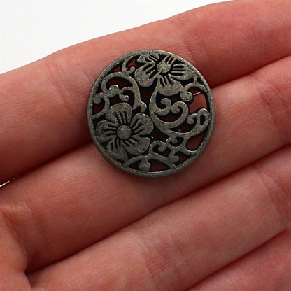 Floral Filigree Metal Shank Button x 1 - 5574