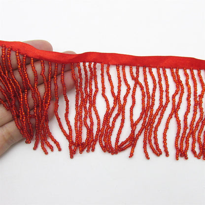 Seed Beaded Fringe on Ribbon - 75mm - by the metre - 7570
