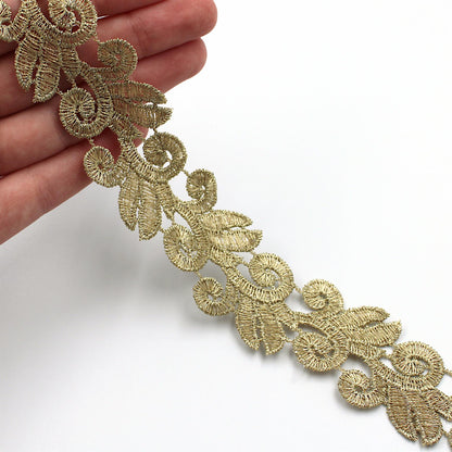 Baroque Scroll Metallic Lace - Light Gold  - 32mm - by the metre - 5593