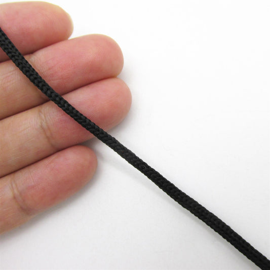 Braided Cord - Black - 3mm - by the metre - 5442