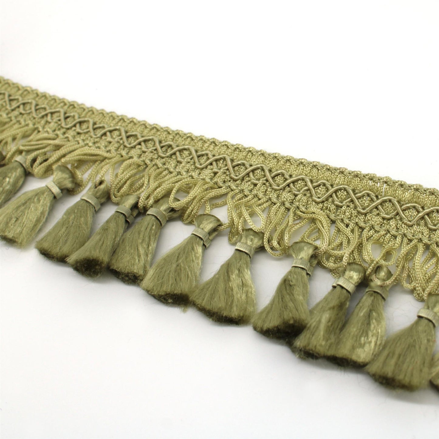 Gimp Braid Tassel Loop Fringe - Light Sage - 55mm - by the metre - 4969