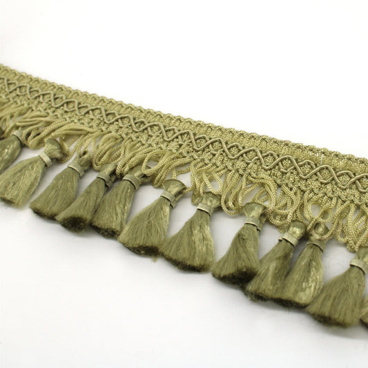 Gimp Braid Tassel Loop Fringe - Light Sage - 55mm - by the metre - 4969