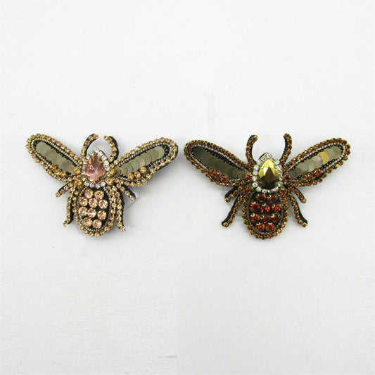 Sequin and Jewelled Bee Brooch Pin - 76mm - 4496