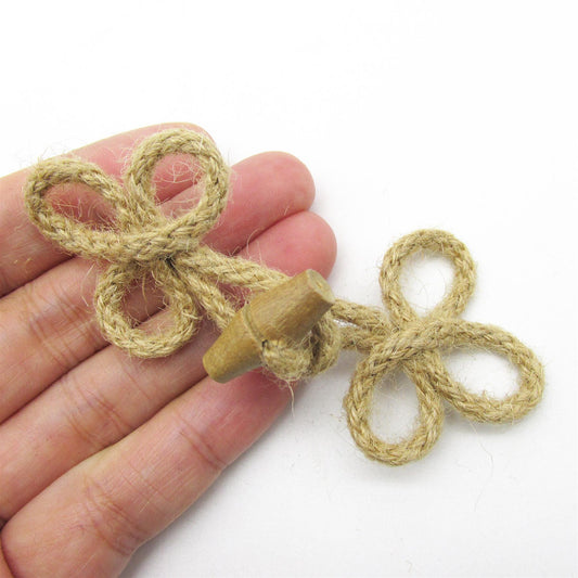 Jute Cord Frog with Wood Toggle - Natural - 9cm - 5351