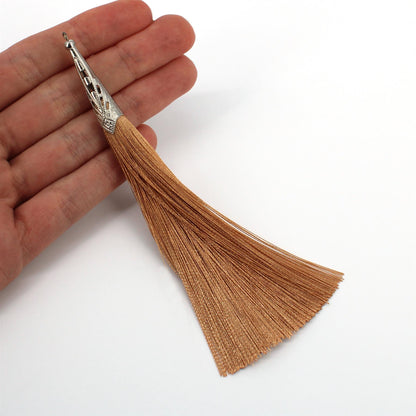 Silky Tassel with Ornate Metal Cap - 13cm - 7597