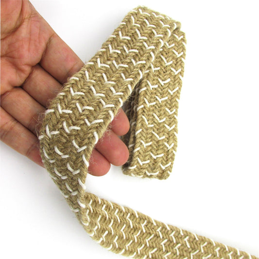 Woven Thick Jute Braid Natural Ivory 30mm 6547