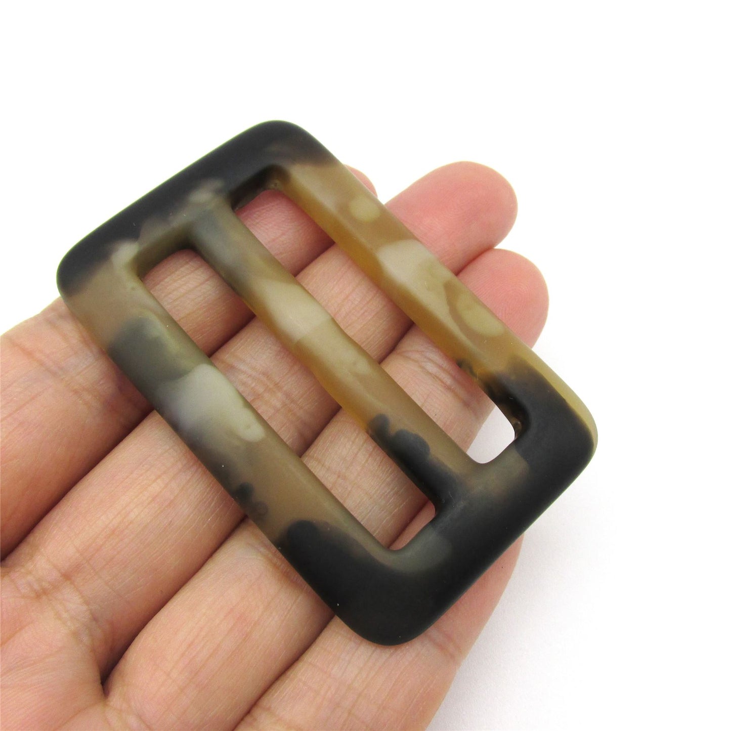 Faux Tortoise Shell Oblong Slider Buckle - 6110
