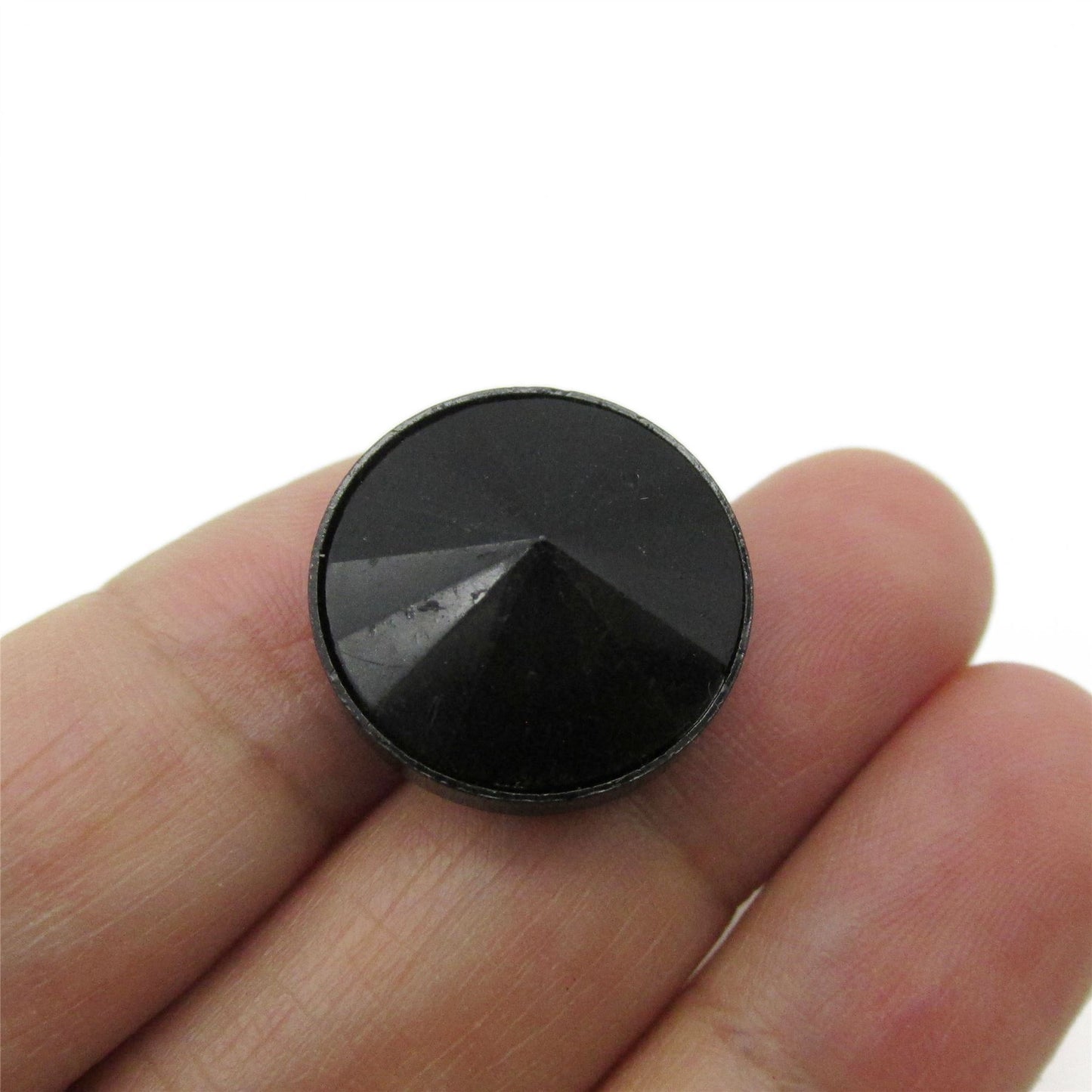Heavy Faceted Cone Button - Black - 19mm - 5346