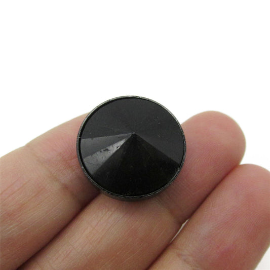 Heavy Faceted Cone Button - Black - 19mm - 5346