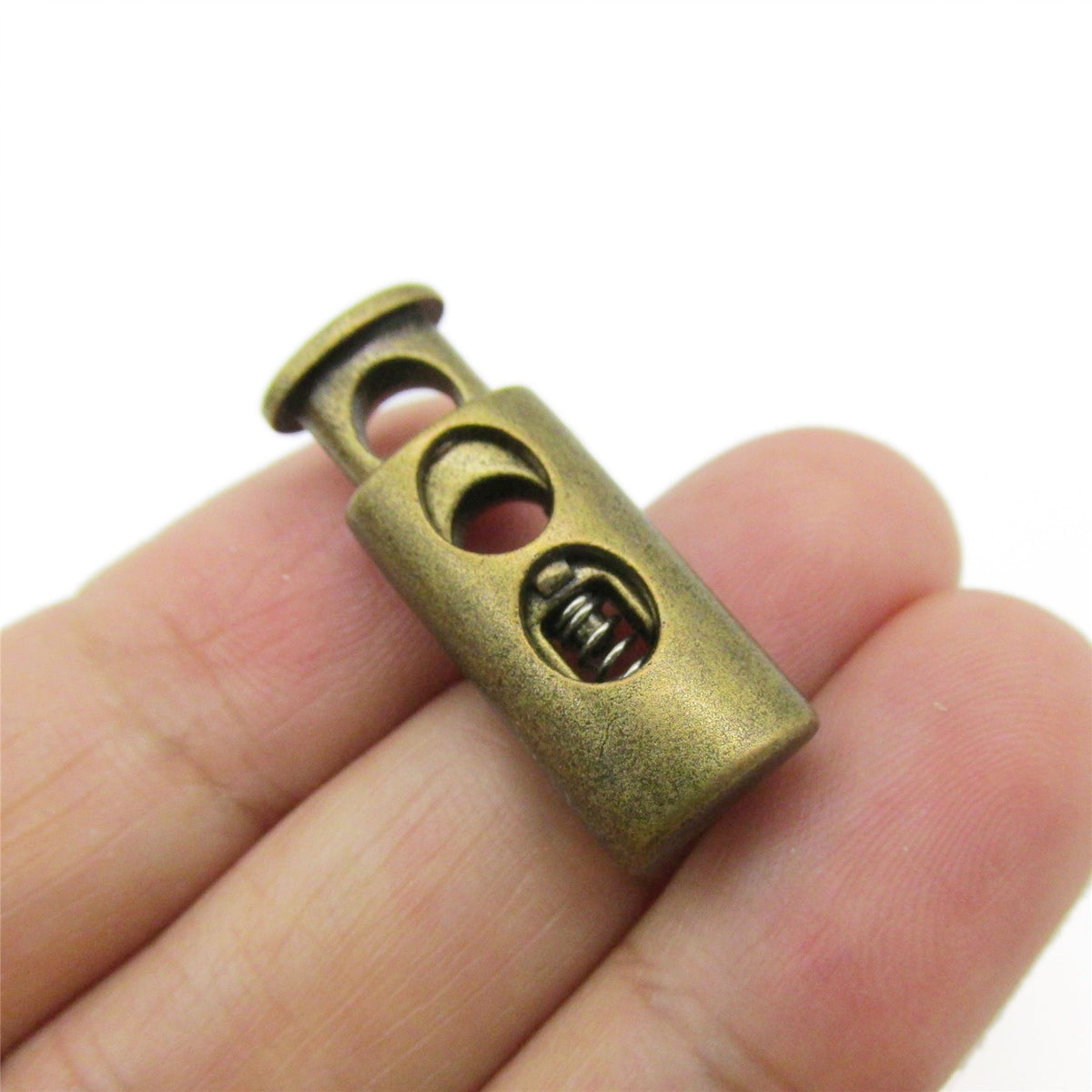 Metal Spring Loaded Cord Stopper - Antique Brass - 25mm - 5258