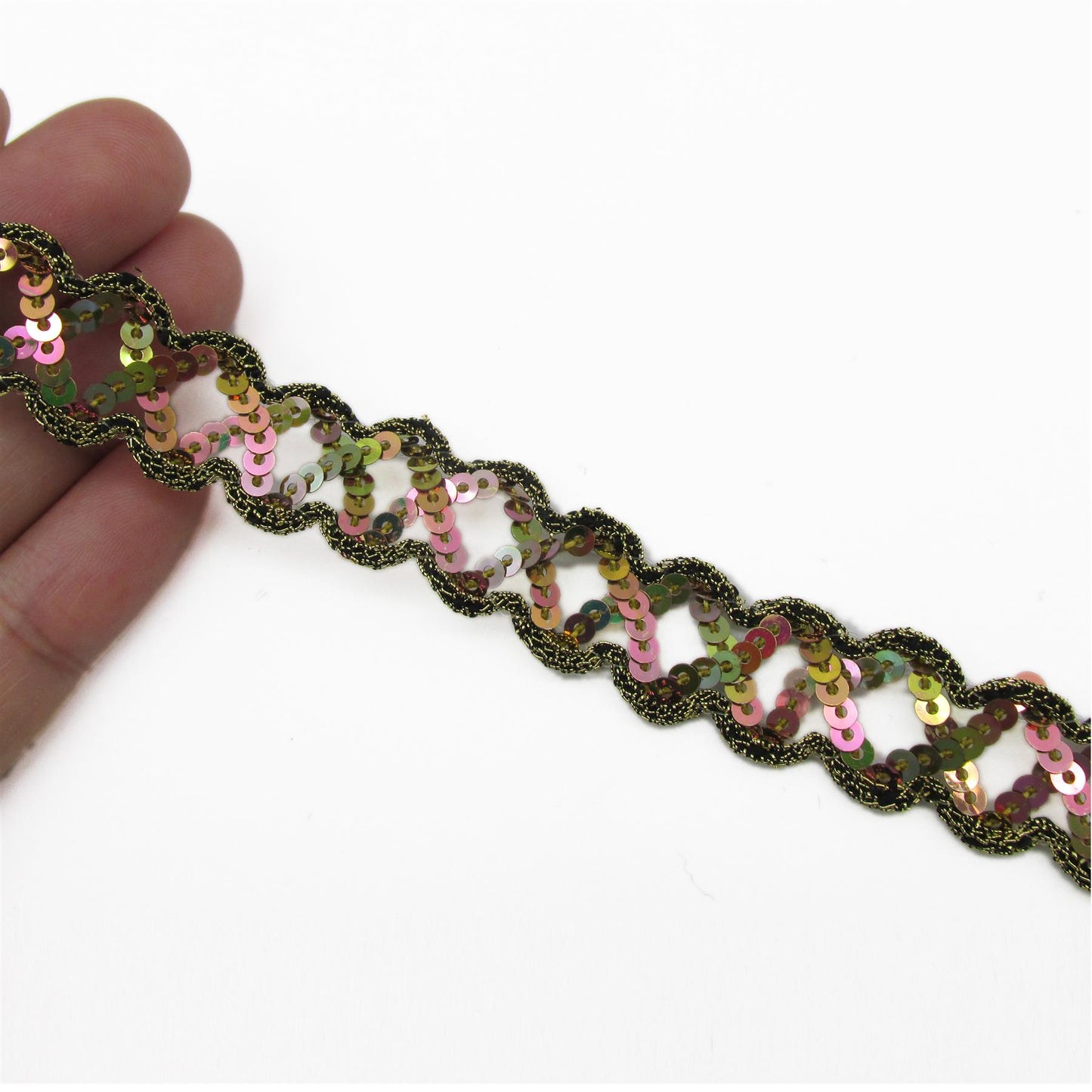 Sequin and Lurex Criss Cross Braid - 17mm - by the metre - 9726