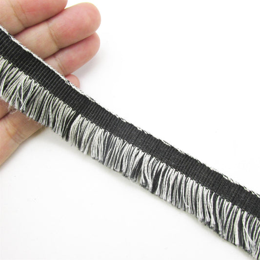 Monochrome Cut Fringe Black White 25mm 5387