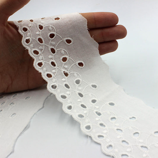Broderie Anglaise with Small Holes - White - 65mm - by the metre - 8654
