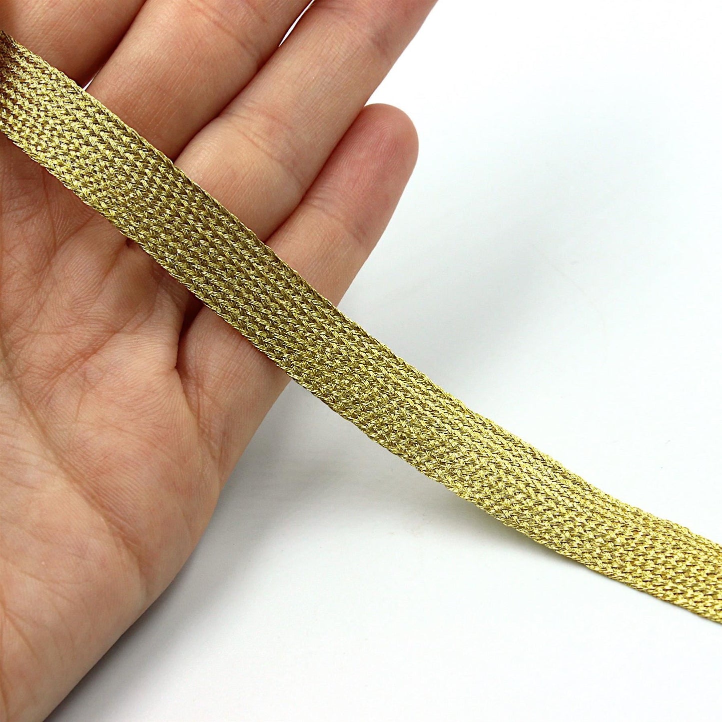 Woven Metallic Flat Braid 12mm x 1m - 5018