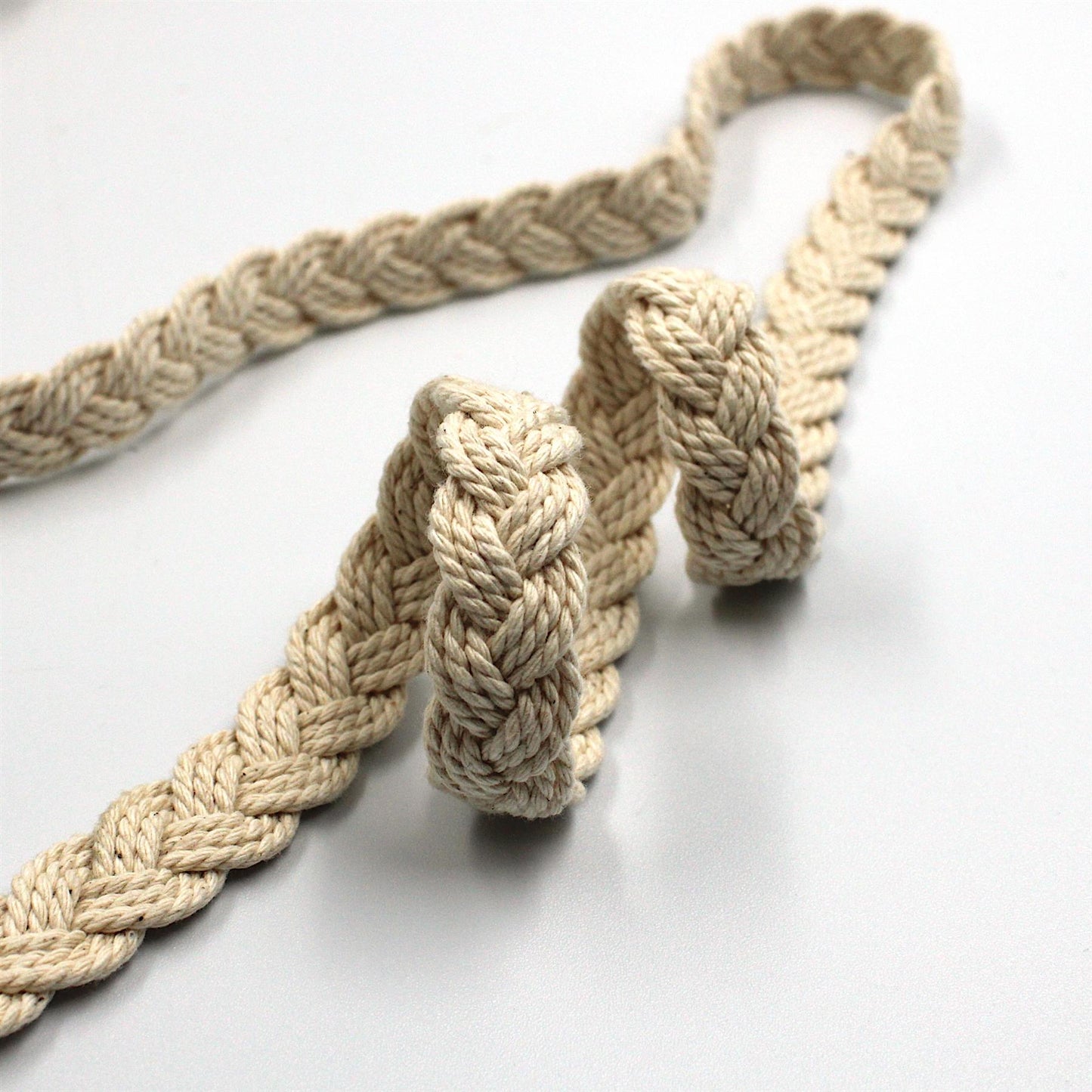 Plaited Cotton Cord Braid - Natural - 12mm - by the metre - 5579
