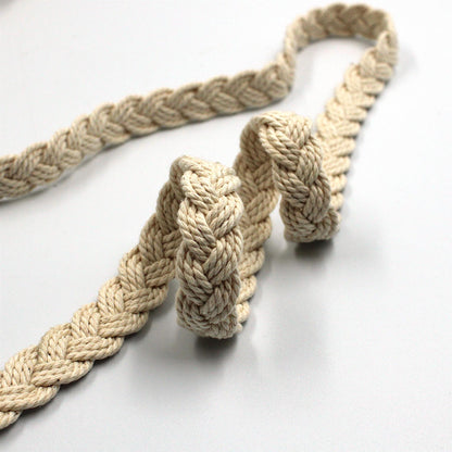 Plaited Cotton Cord Braid - Natural - 12mm - by the metre - 5579