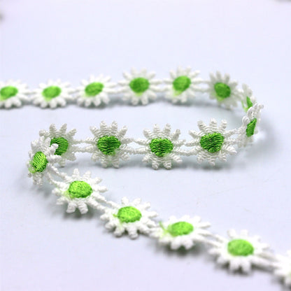 White Daisy Lace with Colourful Centre - 12mm - by the metre - 5427