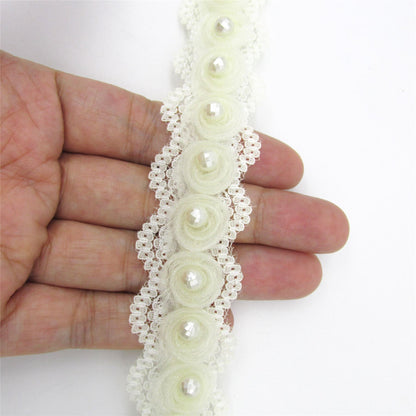 Lace With Faceted Pearl Beads 25mm 6486