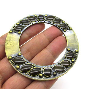Heavy Metal Ring With Enamel Leaves BRASS 7cm 5325